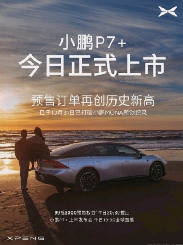 XPENG MORTOS: P7+ PRE-SALE ORDERS REACH NEW RECORD, SURPASSING MONA’S PREVIOUS MILESTONE. P7+ LAUNCH EVENT HAS PREMIERE AT 19:30 (GMT+8) YESTERDAY. $XPeng (XPEV...