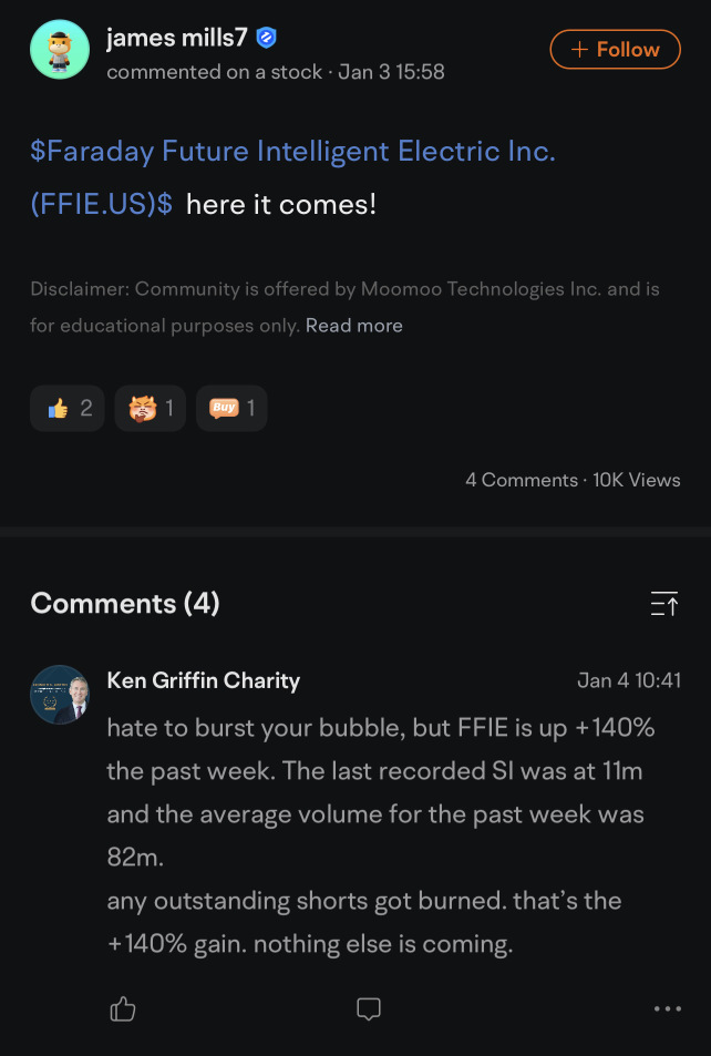 Big surprise, FFIE loses -50% of its value at the end of the week