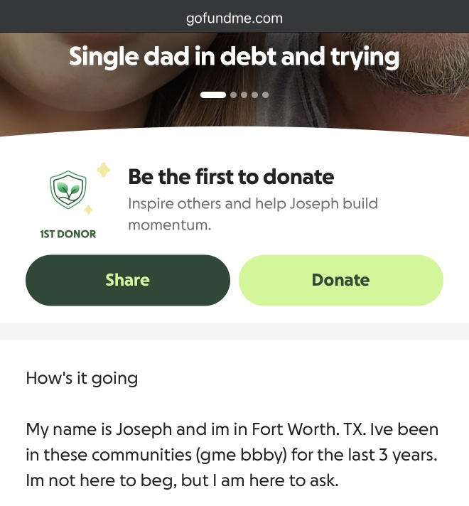 I’m just looking forward to the inevitable gofundmes