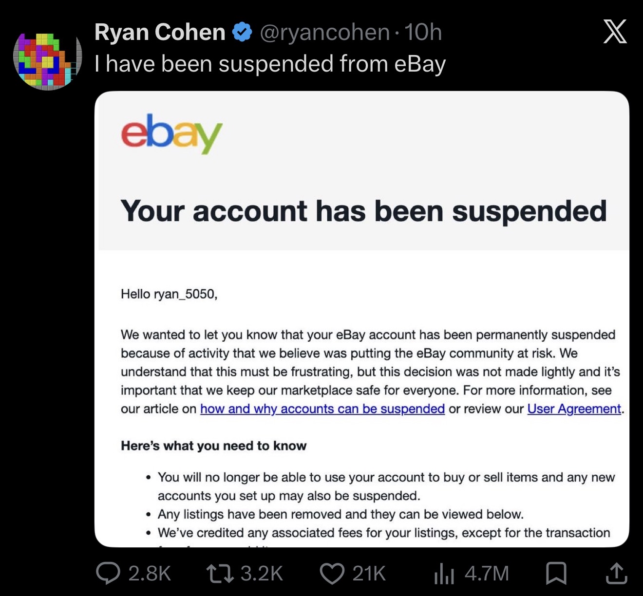 他從未認真考慮過收購eBay