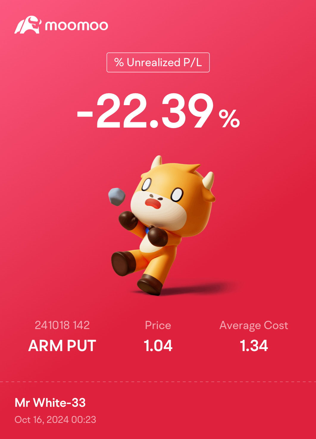 $Arm Holdings (ARM.US)$ 我不在乎，我會看跌你到星期五