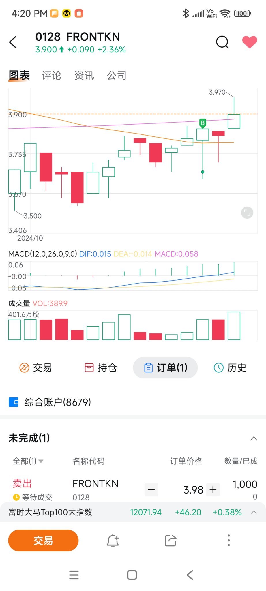 早上排3.98