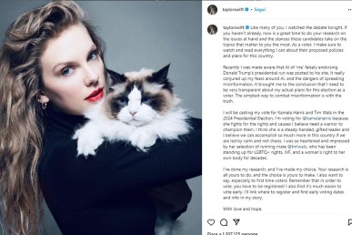 Taylor Swift endorses Kamala Harris (Ad on IG: "I'm speaking the truth to fight false information")