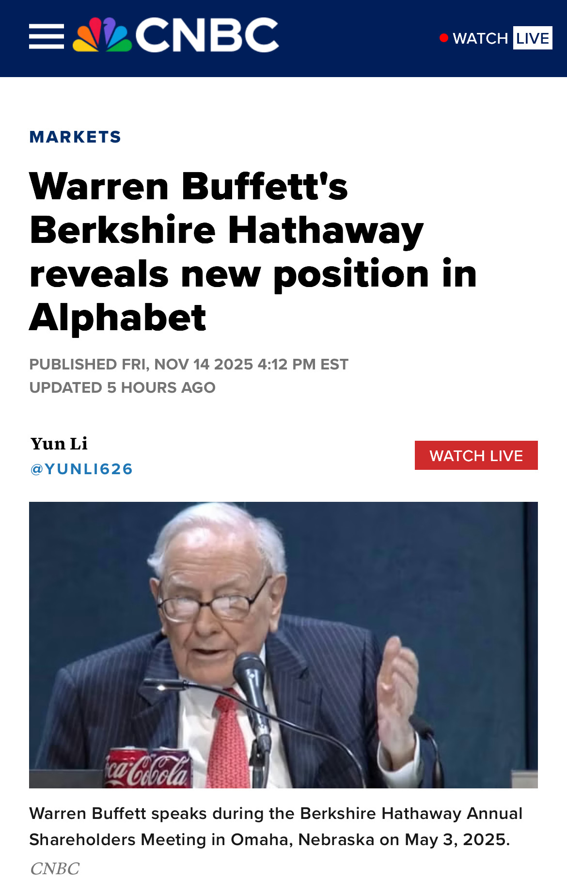 Warren Buffet在退休前的最新投資中購入了Alphabet股票。