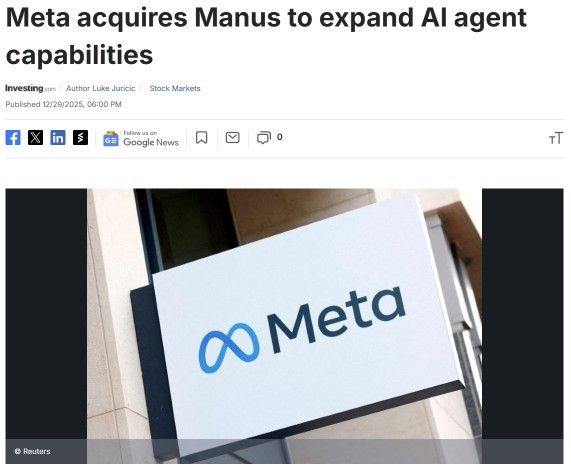 Meta has just acquired Singapore startup, Manus