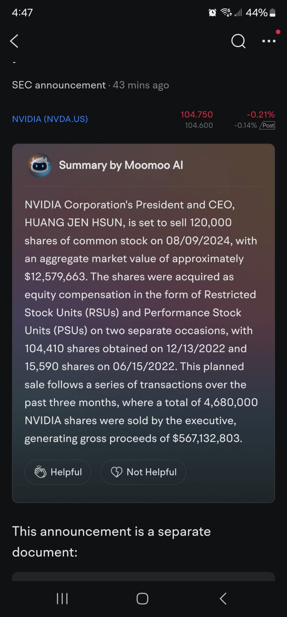 $英伟达 (NVDA.US)$  韭菜继续买 老黄继续卖