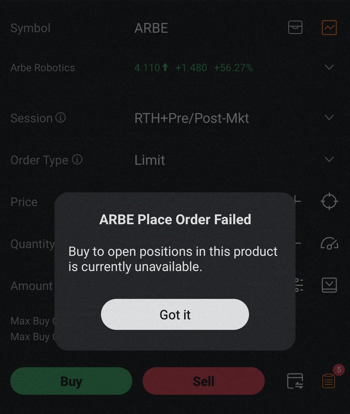 $Arbe Robotics (ARBE.US)$ $Arbe Robotics (ARBE.US)$ Does anyone know what this 'failed order' means? Thanks 🙏