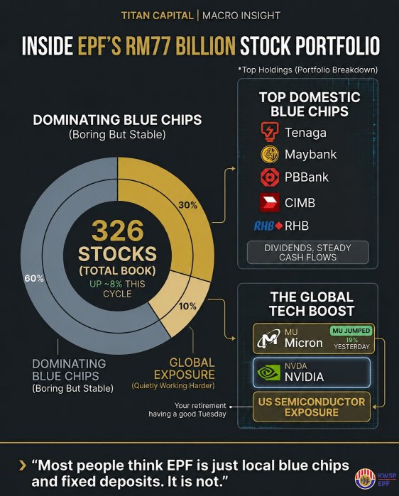 EPF holds RM77 billion in stocks. This is where your retirement money is going.
