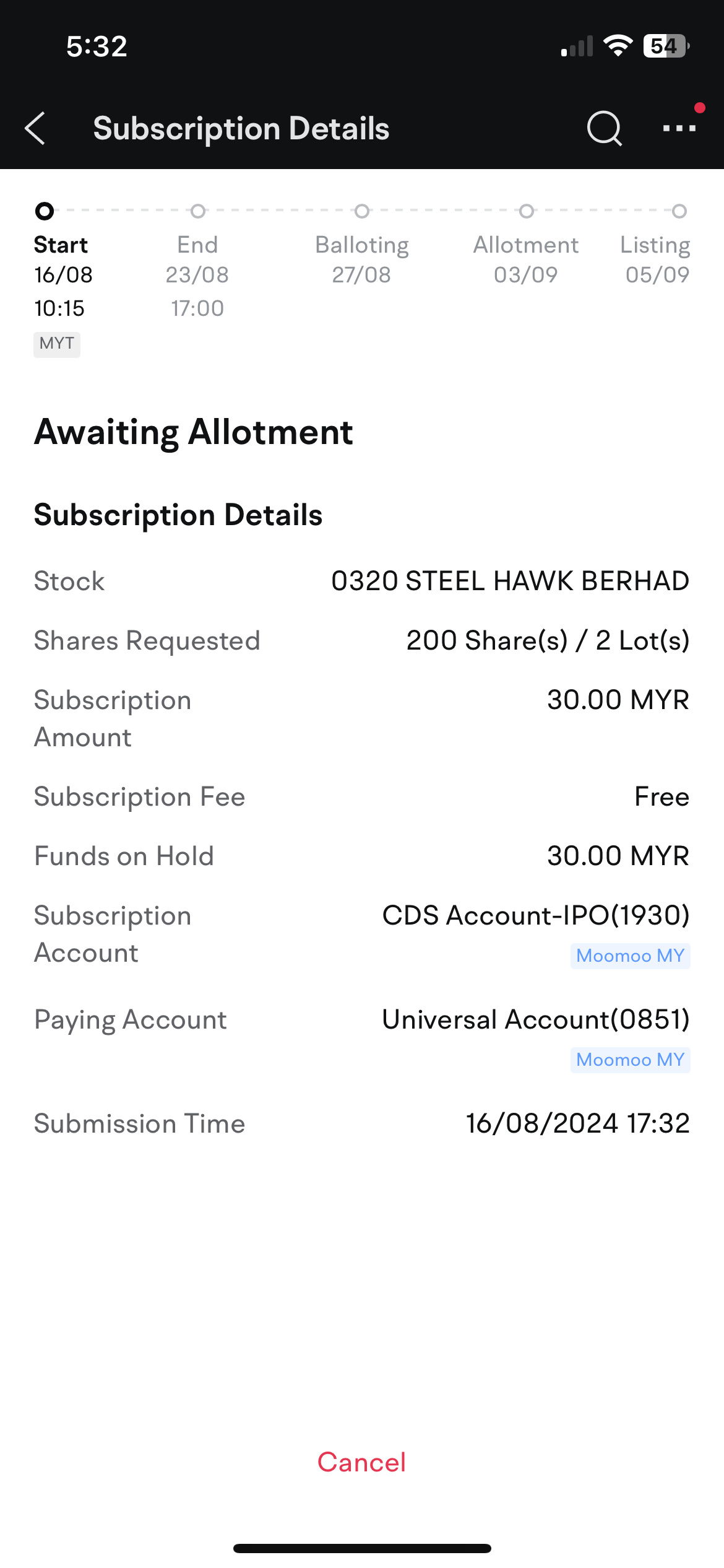 $SHAWK (0320.MY)$  hope for the best, first one $VETECE (0319.MY)$ rejected