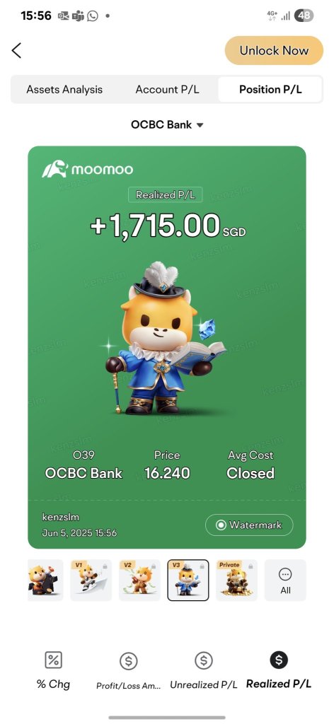 全部賣出華僑銀行，並在大華銀行中平均35.19
