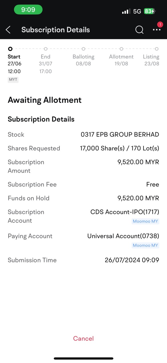 Wish me luck this time, 4th IPO subscription 😊
