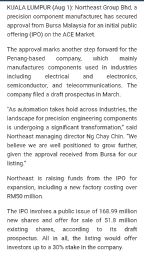 Incoming IPO : Northeast