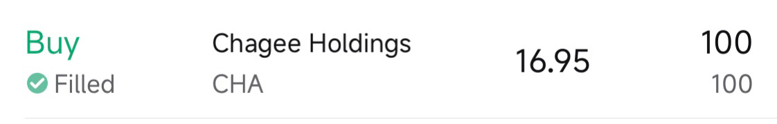 $Chagee Holdings (CHA.US)$ When others are hesitant to buy, I will purchase a small amount to provide support.
