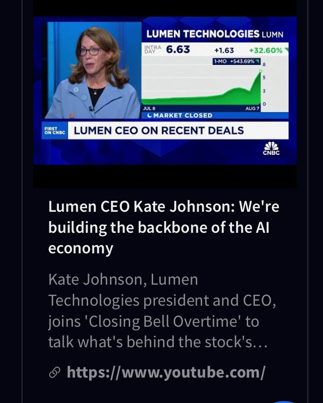 $Lumen Technologies (LUMN.US)$ Buying Lumen at current price is like buying Cisco (building backbone of the internet) back in 90s . Bullish.