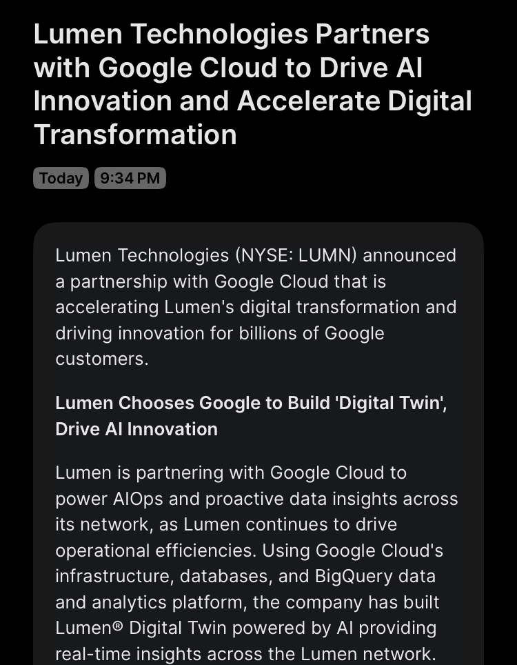 $Lumen Technologies (LUMN.US)$ Bigger, Faster , Better