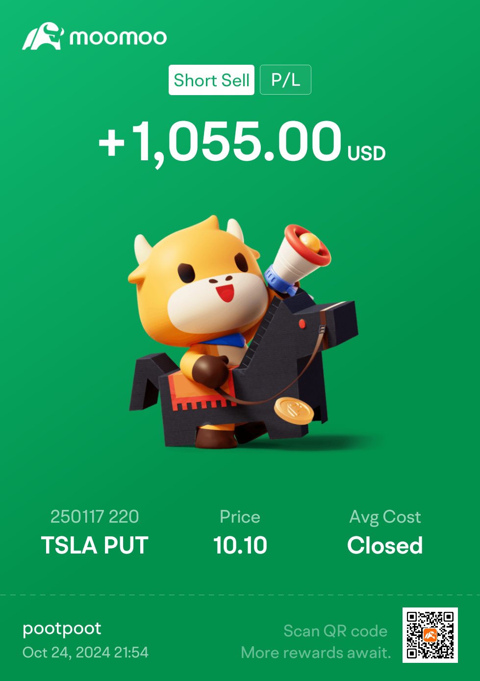 $Tesla (TSLA.US)$ I'll leave first..  good luck to the rest [OK]