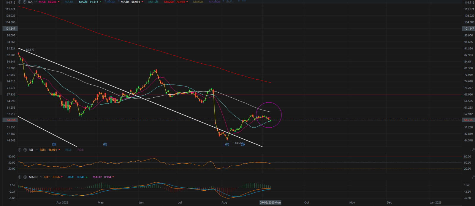 $诺和诺德 (NVO.US)$ 短期来看，所有指标都趋于平稳，这让我觉得相当不错。因为一旦开始向上走，我们就知道会发生什么。  日 每周