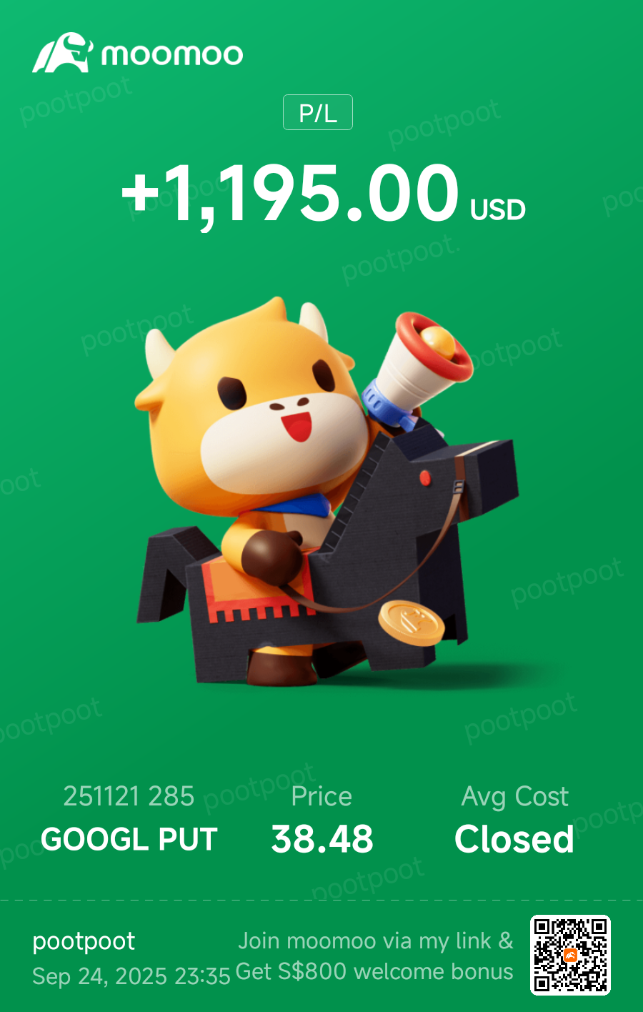 $谷歌-A (GOOGL.US)$ 先對我的一個持倉進行獲利了結。 [利是][利是][利是]