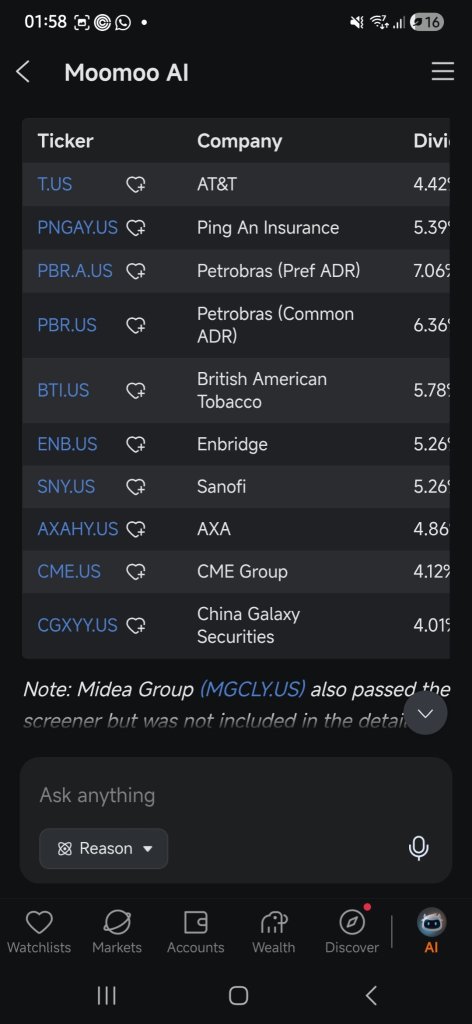 moomoo AI works wonderfully as a stock screener