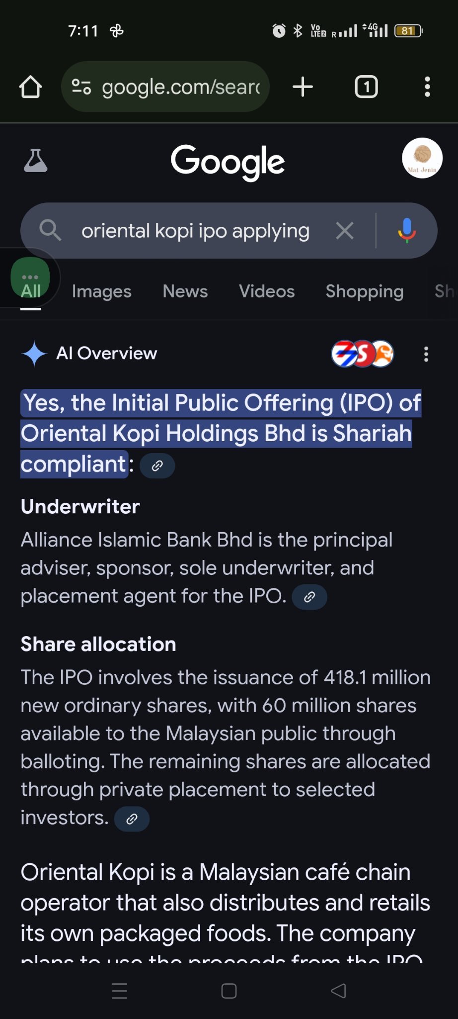 $KOPI (0338.MY)$ but on SC is not Sharia compliant on dec 2024...