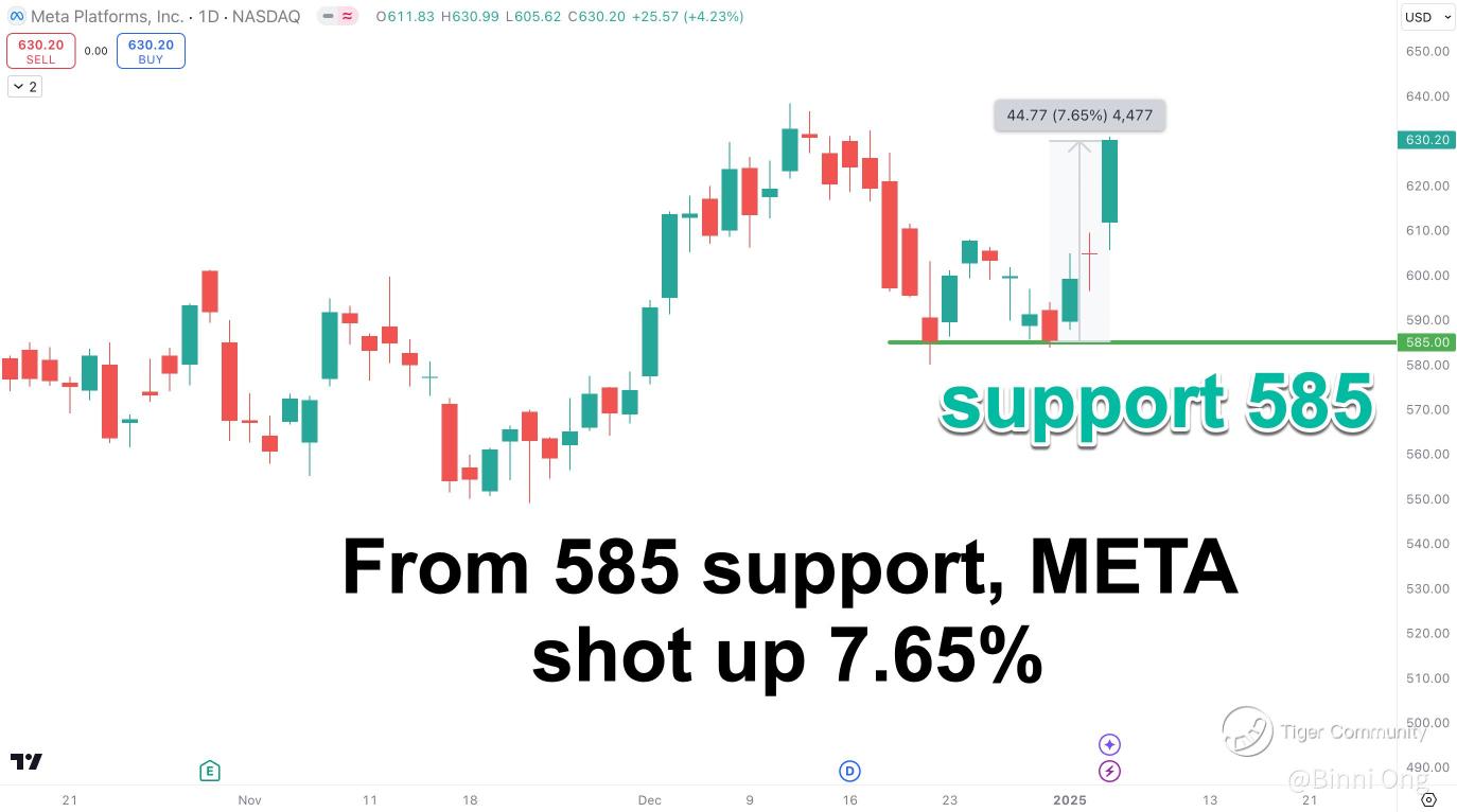 META Surges 7.65% from the Support I Highlighted in My Last 2024 Post!