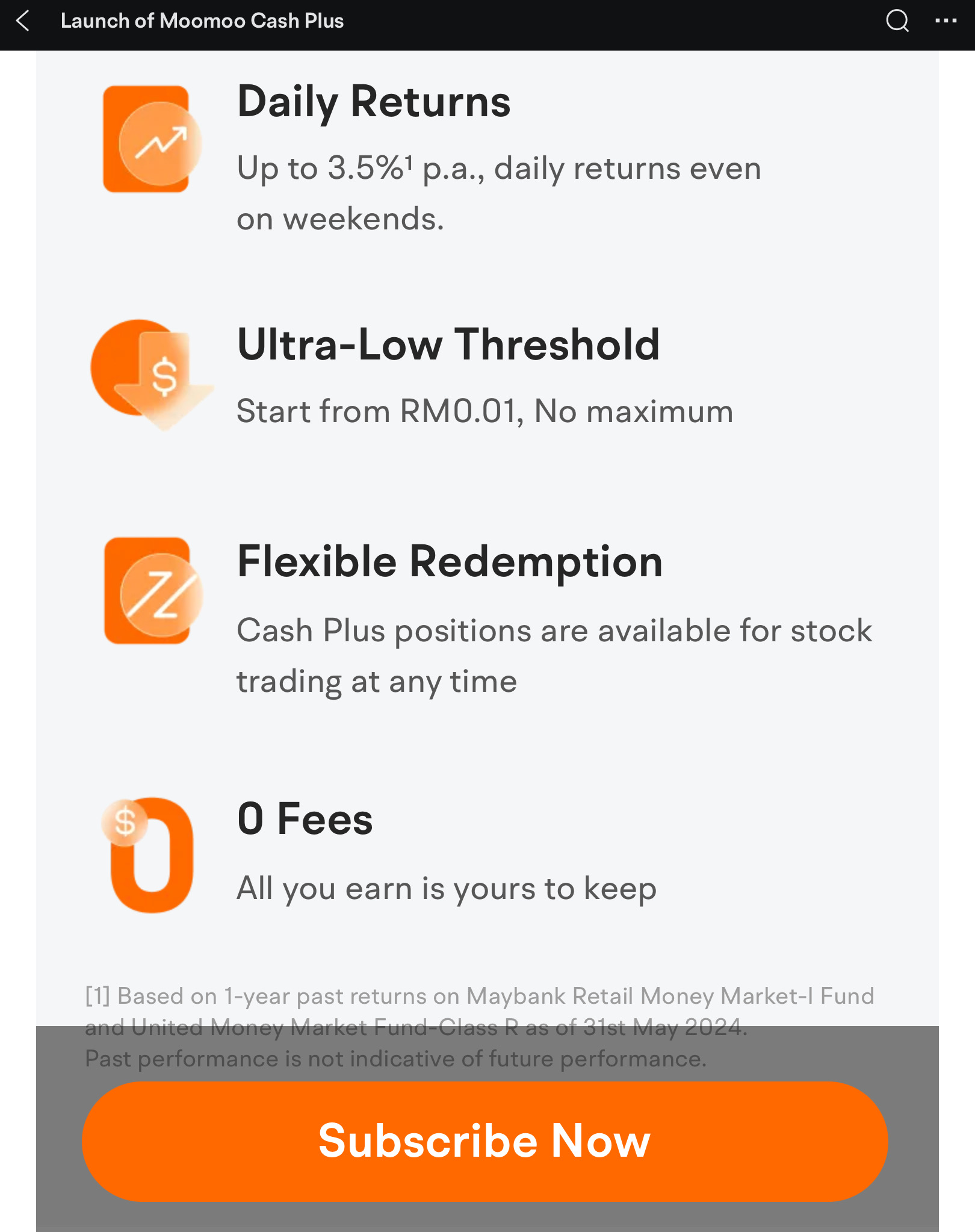 $United USD Cash Fund-Class R (MYU0100A8420.MF)$ why is it advertised as zero fees? And cash position ready for stock trading at any time??