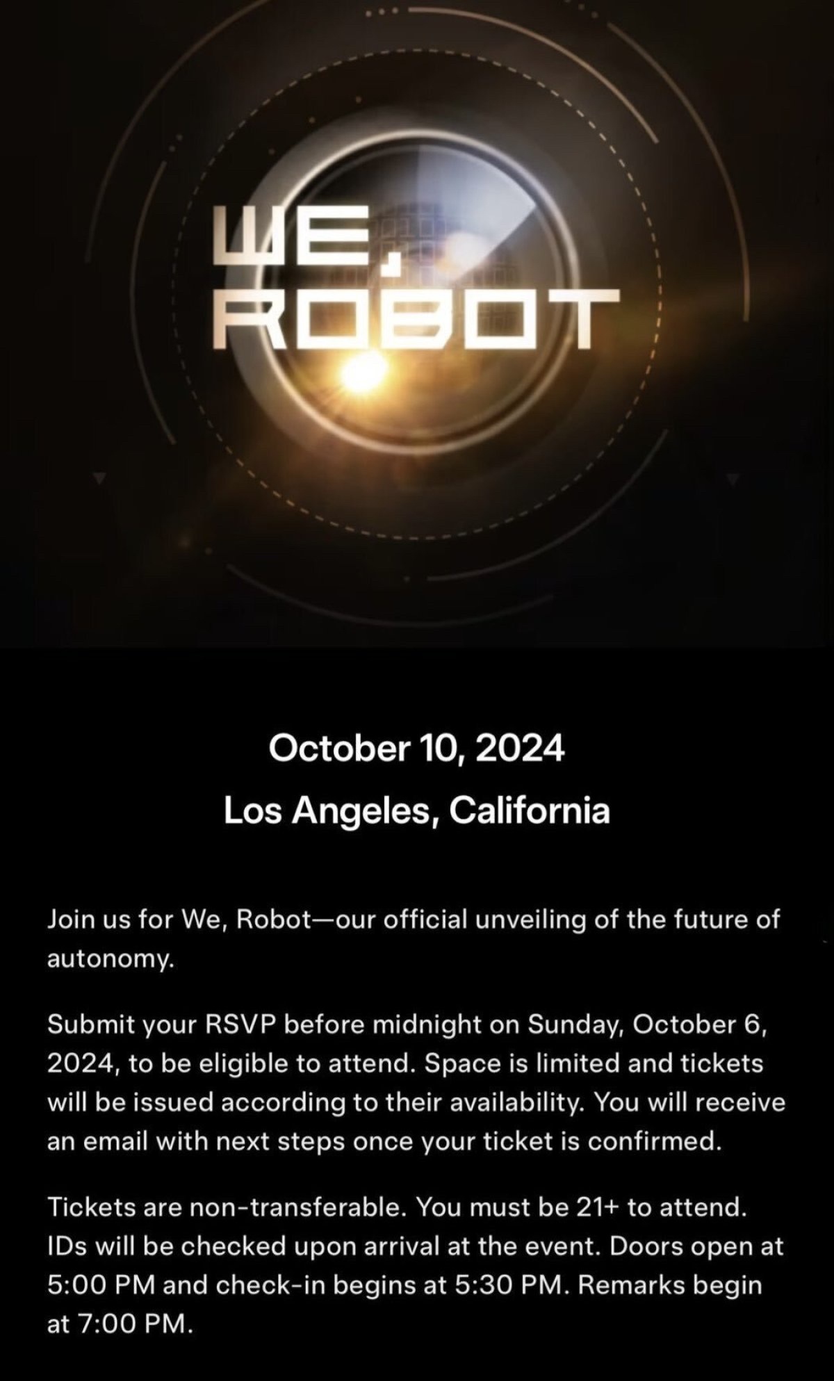 $Tesla (TSLA.US)$ Tesla has sent out its first batch of event invites to its “We, Robot” event – the Robotaxi Event.