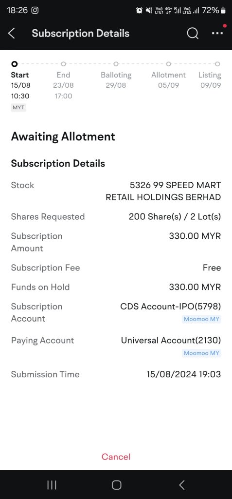 2nd attempt for IPO , 99speed market skyrocket please, hopefully get one.😃😃