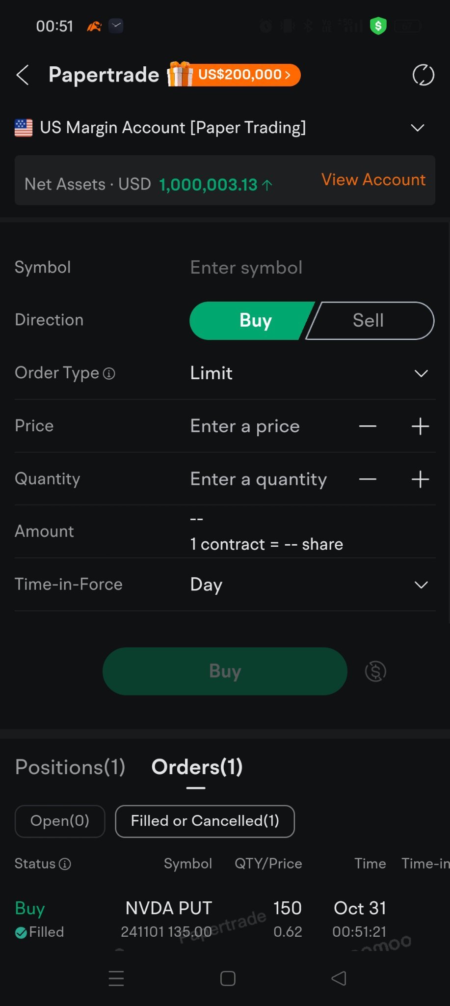 $NVIDIA (NVDA.US)$ papertrading - learning how to options 241101 - does this mean this option expires on 1st Nov 2024?