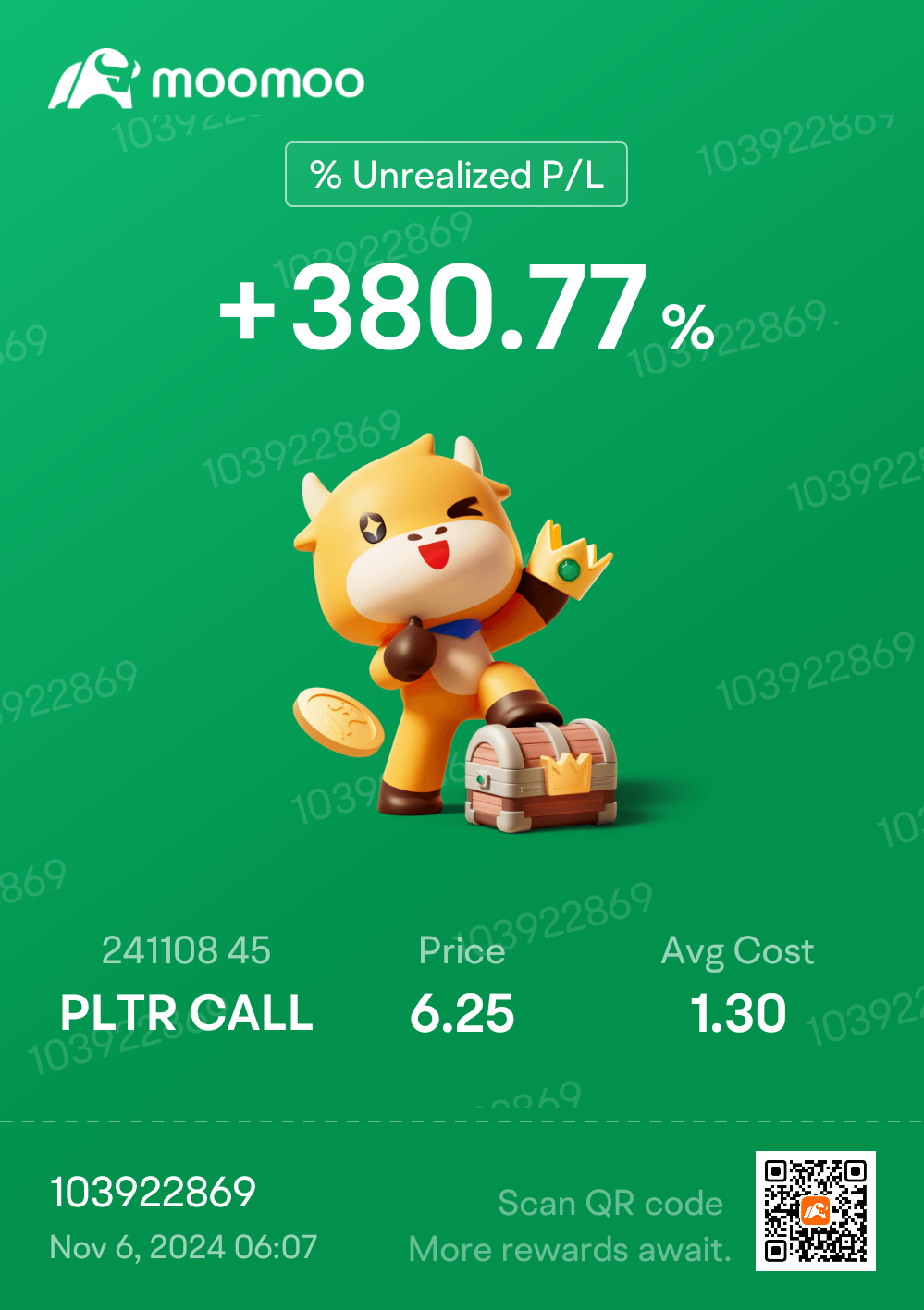 $PLTR 241108 45.00C$  🥳