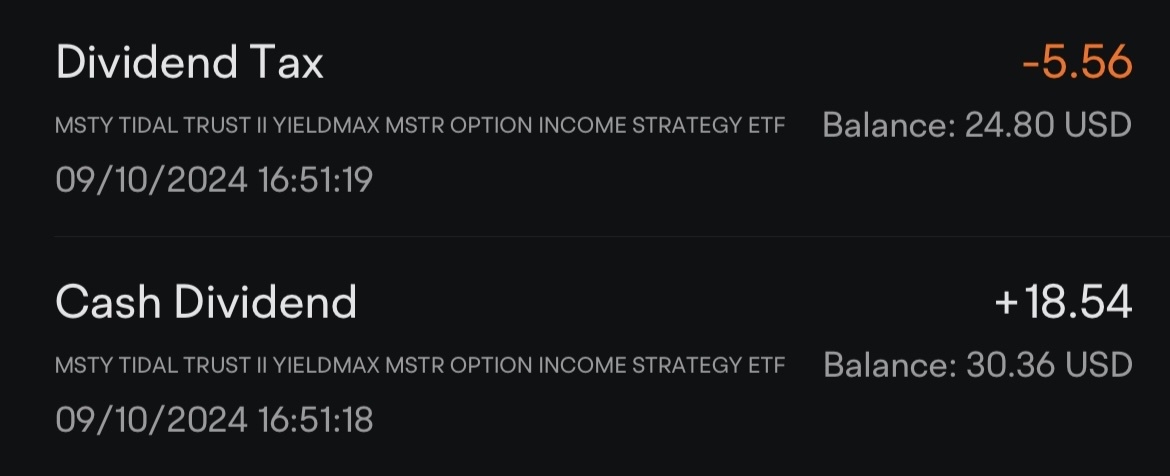 $TIDAL TRUST II YIELDMAX MSTR OPTION INCOME STRATEGY ETF (MSTY.US)$ 收到我的那个分红税。我为这做好了准备。🤗🥳