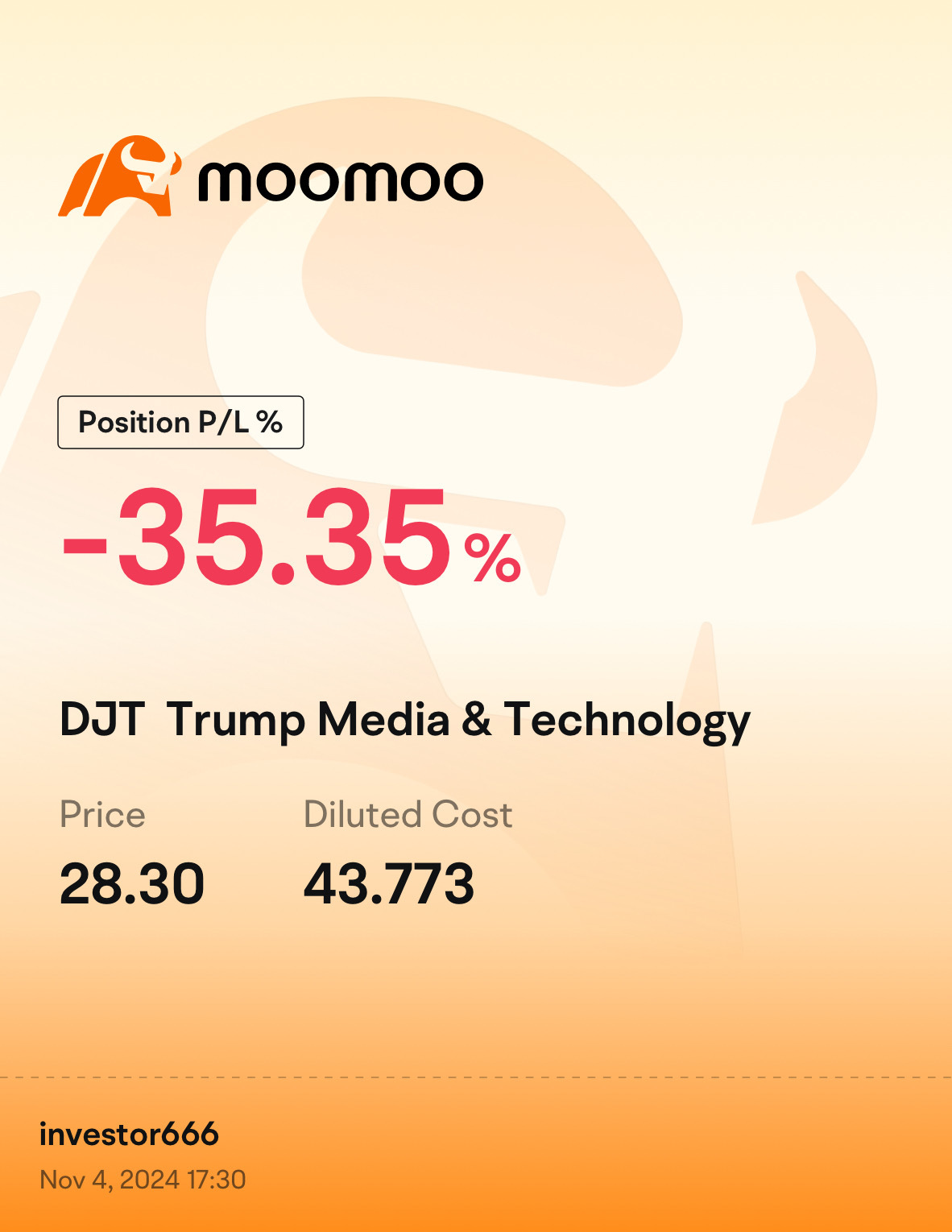 $Trump Media & Technology (DJT.US)$ i gonna fuck up buying at $44