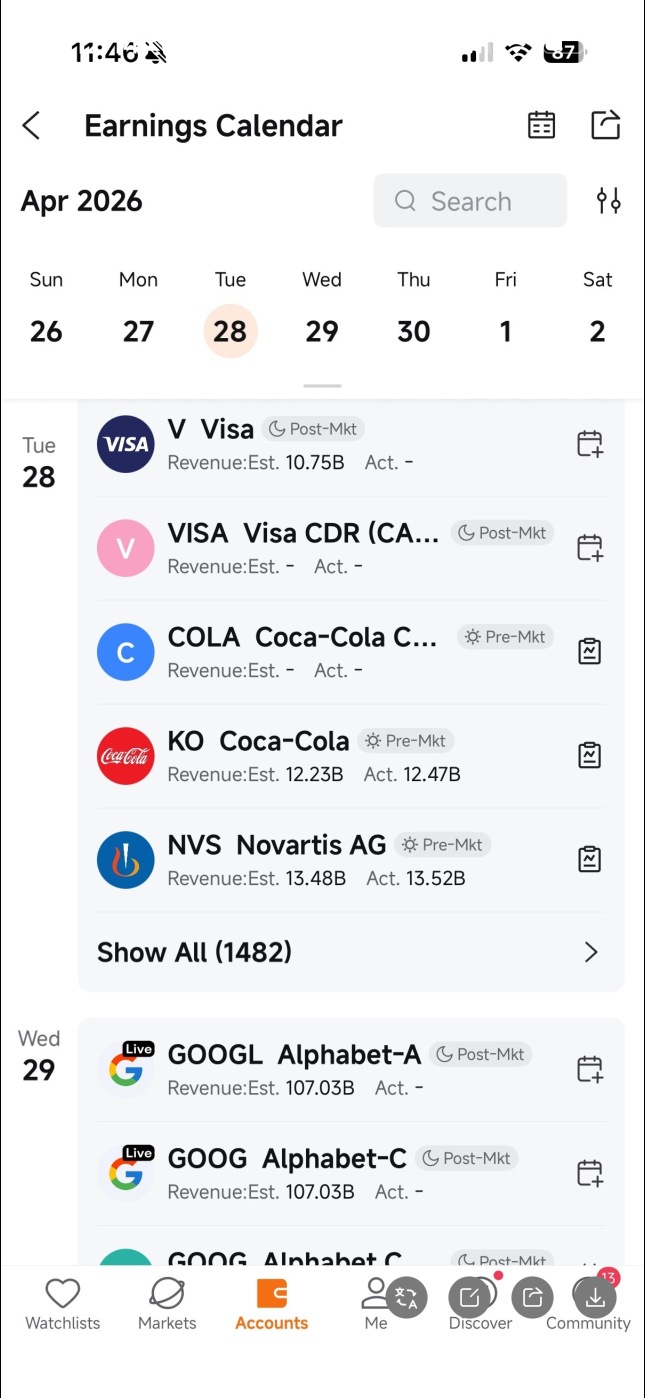 Earnings calendar is a nifty tool