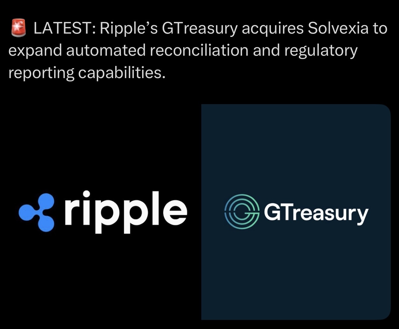 🚨 最新: RippleのGTreasuryがSolvexiaを買収、自動消込と規制対応レポート機能を拡充 - moomooコミュニティ
