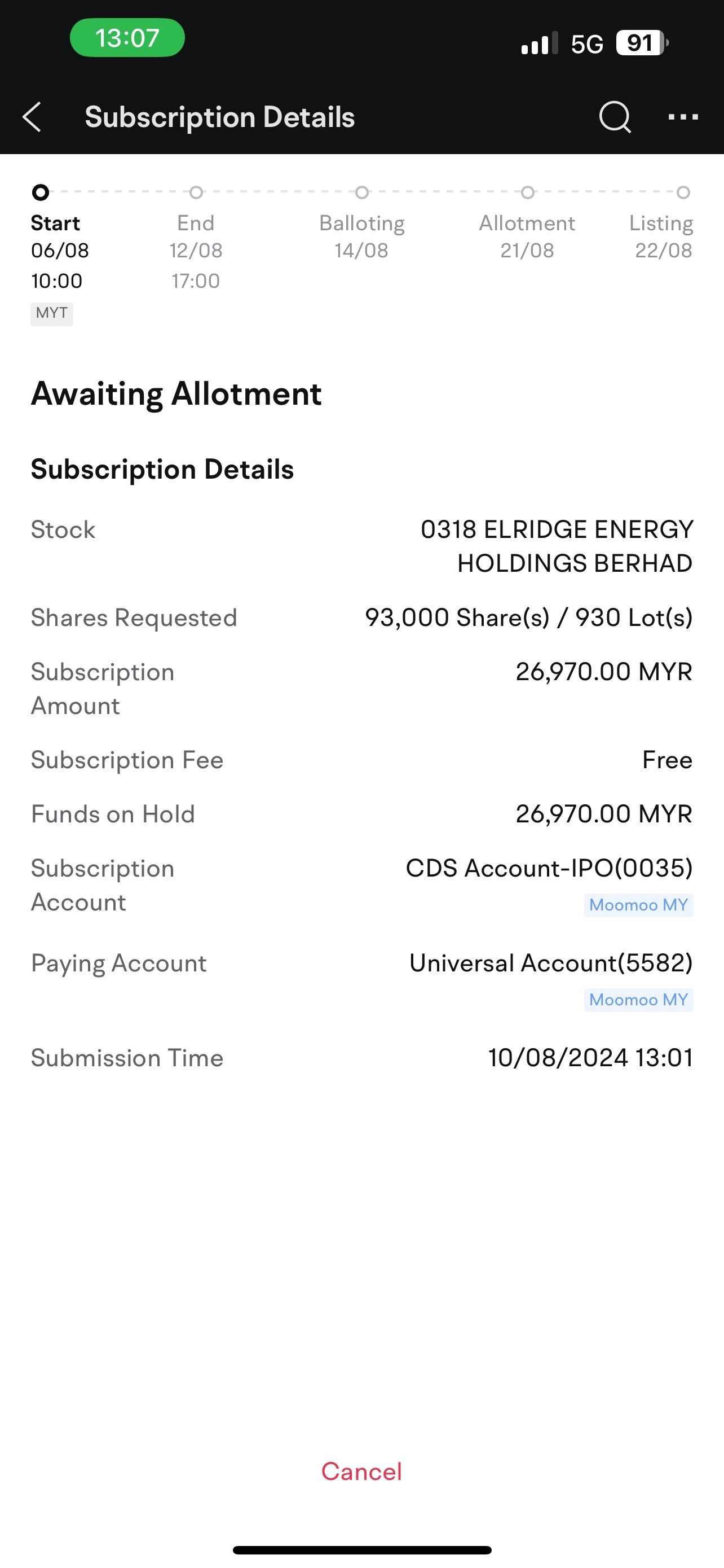 $ELRIDGE (0318.MY)$ 我的第一次首次 IPO。希望我有運氣 🙏