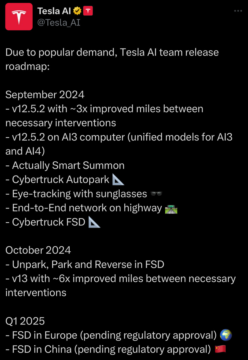 Tesla AI team release roadmap