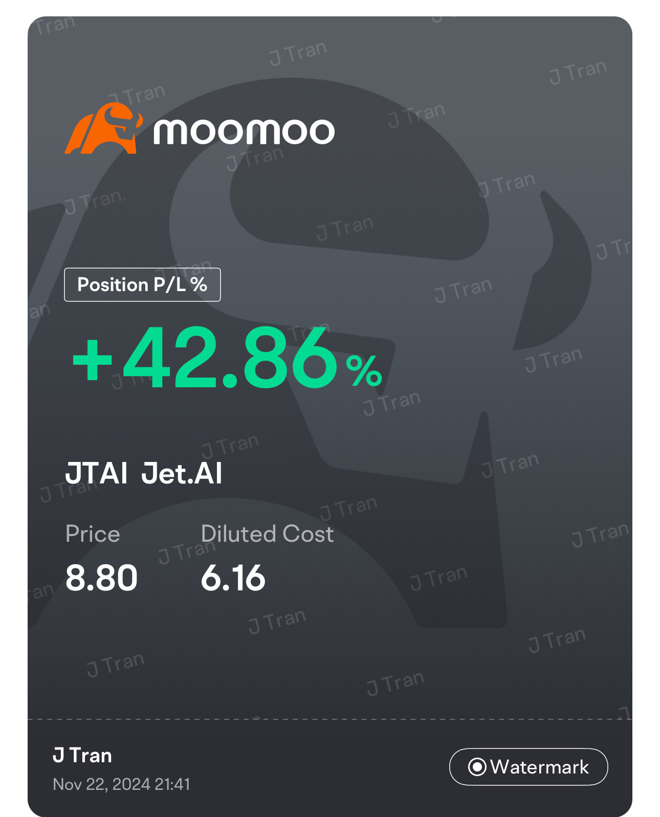 $ジェット エーアイ インク (JTAI.US)$  大きな利益が出るまで売りません 😎