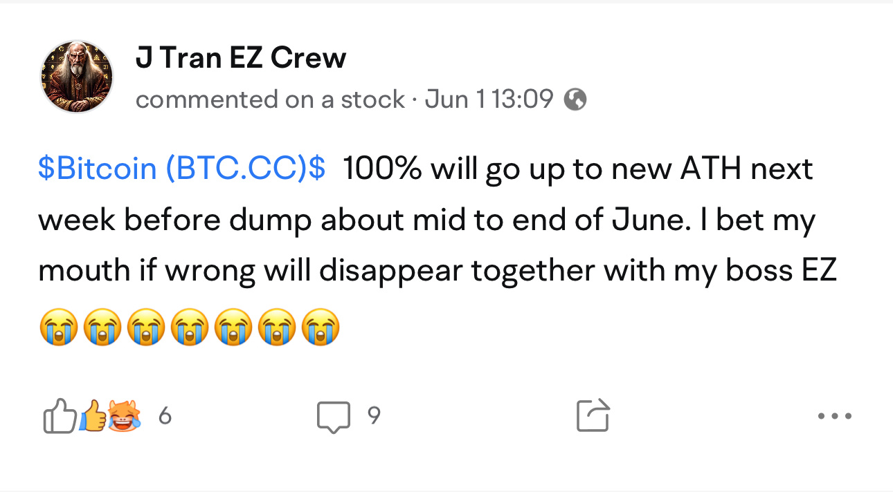 $比特币 (BTC.CC)$ 大家提醒我一下！！！希望在明天23:59之前达到11.2万！！这对我继续说宝贝话有好处 🤣🤣🤣