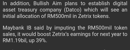 首批5亿令吉的代币销售将使Zetrix的收益提升39%——Maybank消息来源称。