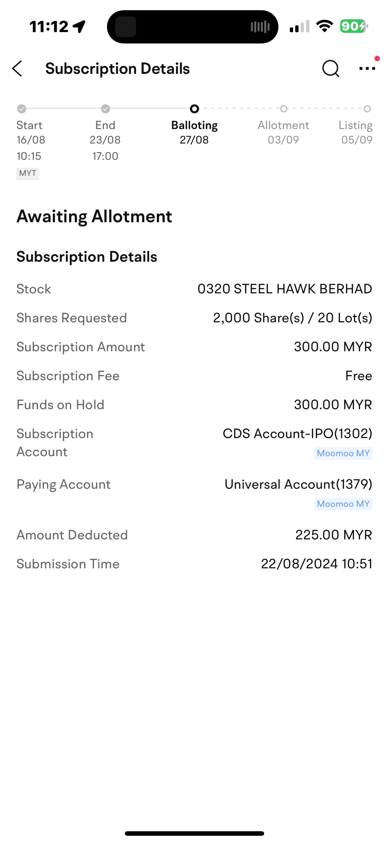 $HAWK (0320.MY)$ 感谢Moo Moo首次为我成功配股。