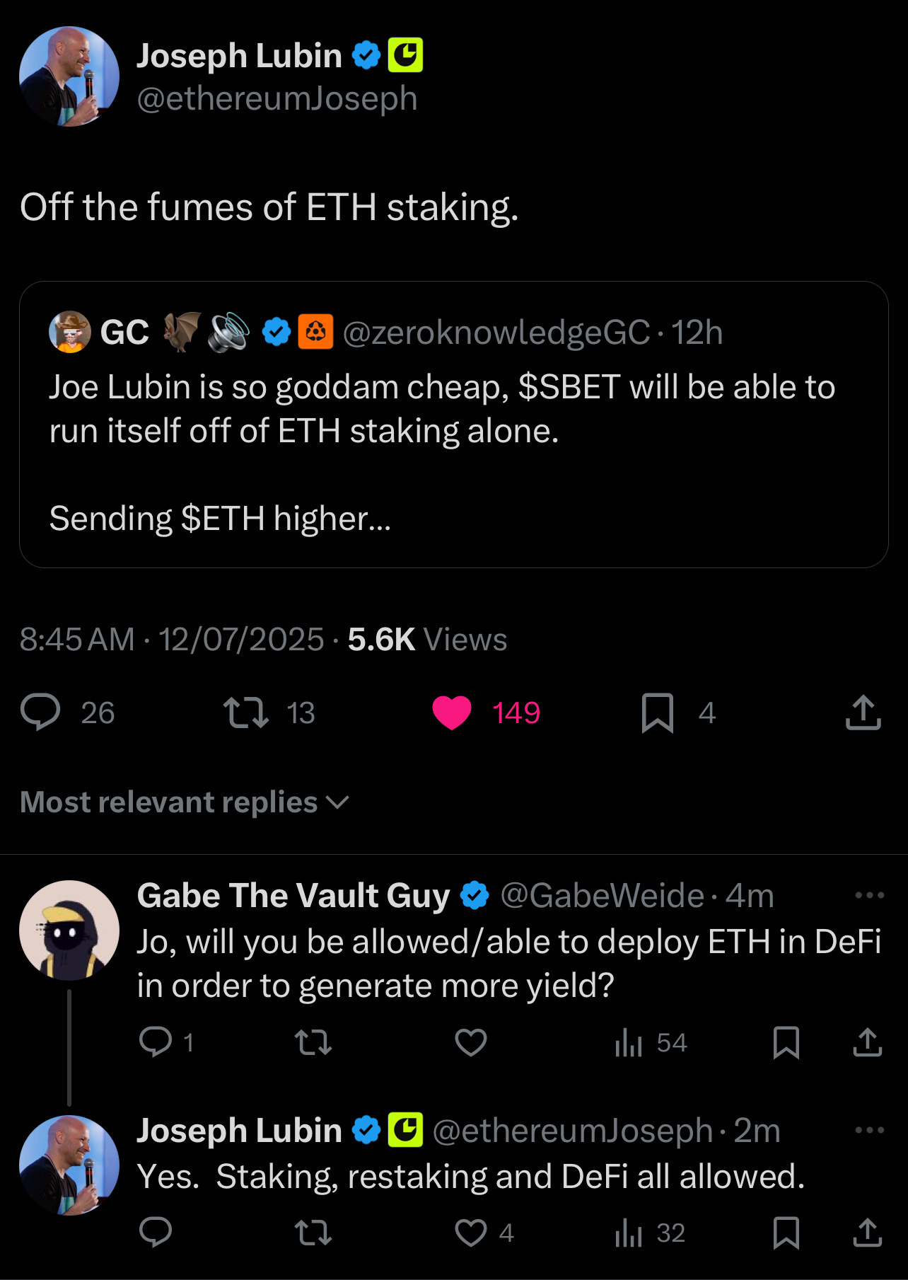 シャープリンク (SBET.US)$ AIの要約： ジョセフ・ルービンは、イーサリアム（ETH）ステーキングの可能性に... -  moomooコミュニティ