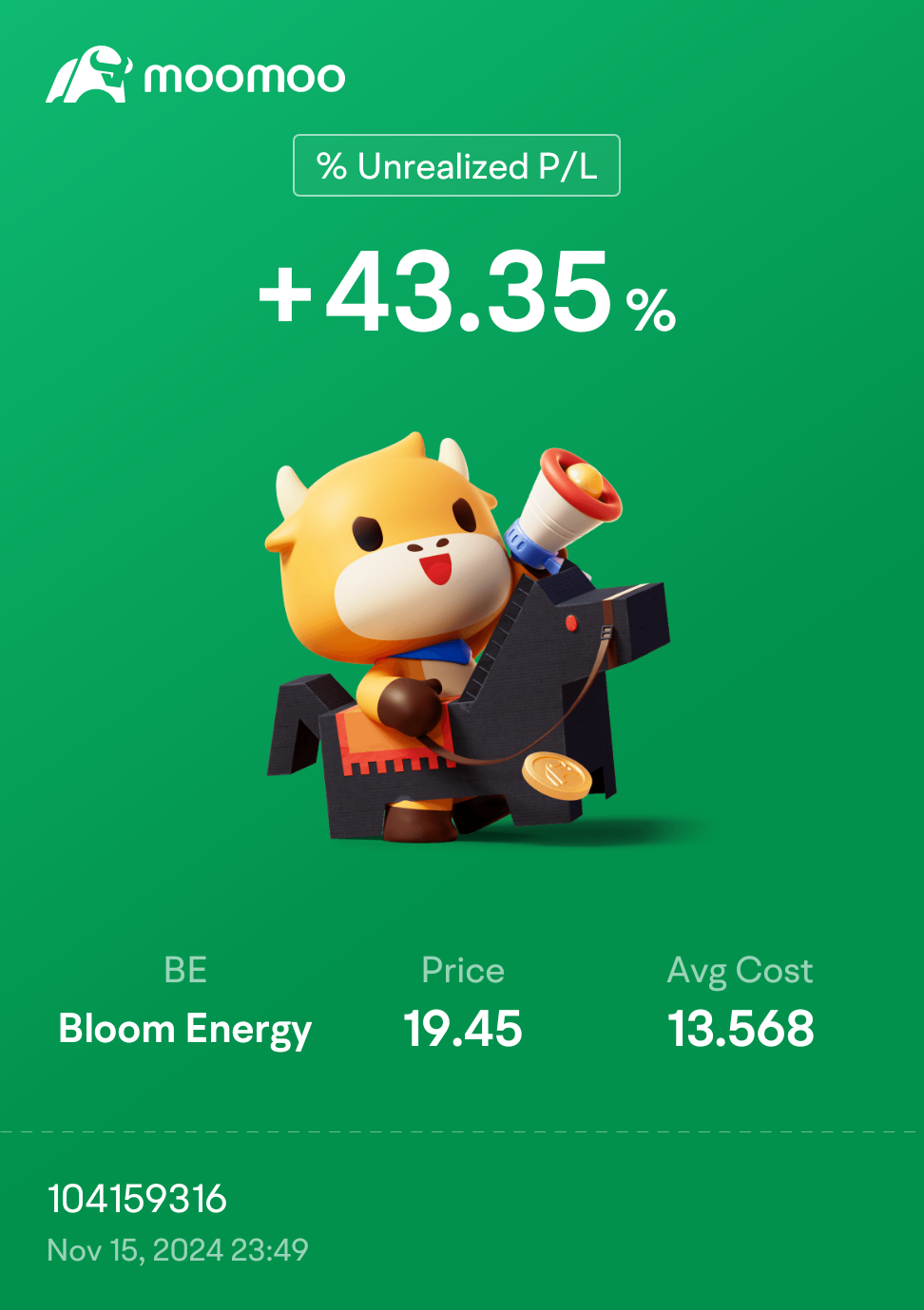 $Bloom Energy (BE.US)$ 兩天內盈利