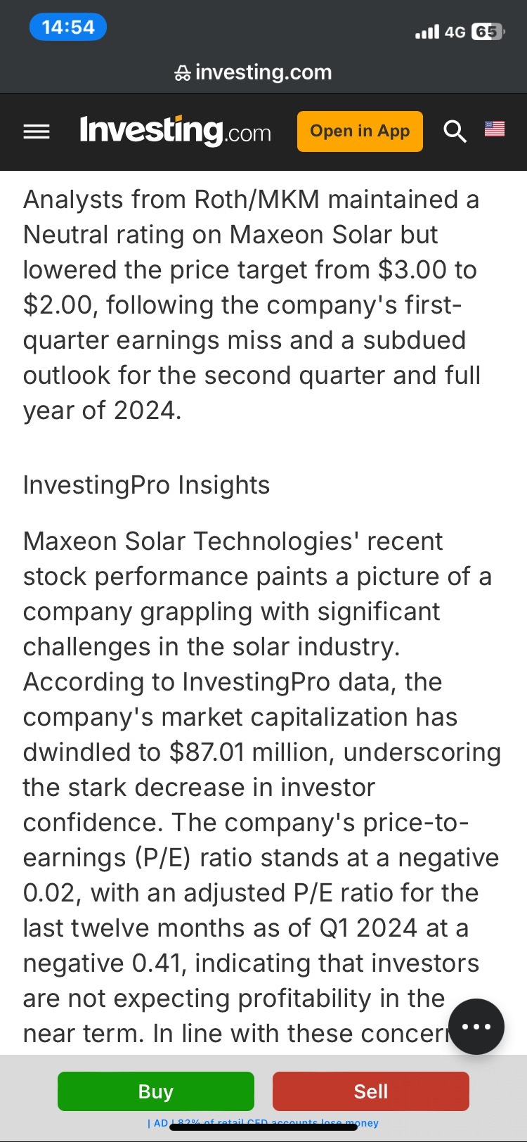 $Maxeon Solar Technologies (MAXN.US)$