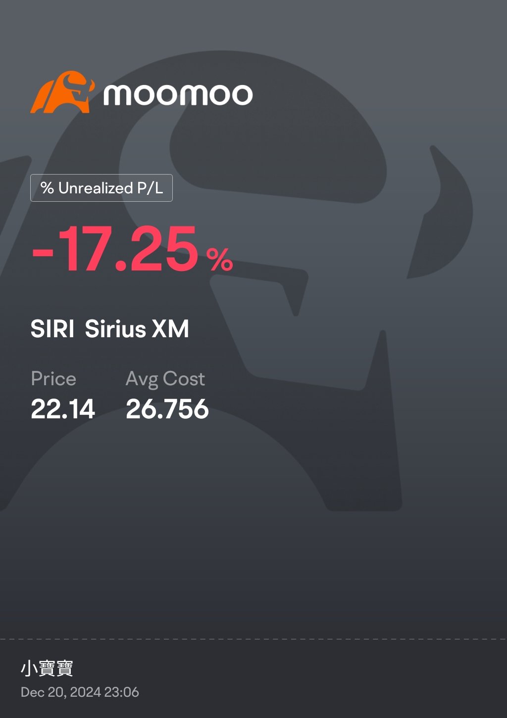 $Sirius XM (SIRI.US)$ Warren Buffett legendary [Laugh]