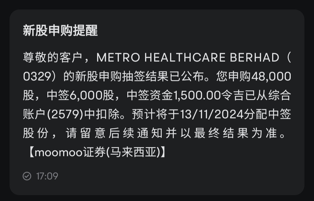 $METRO (0329.MY)$ 多次的嘗試，終於獲得一次