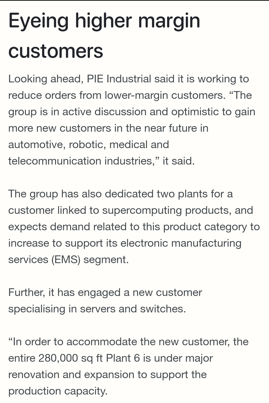 $PIE (7095.MY)$ [Share Link: PIE Industrial 3Q profit down 56%, eyes higher margin customers]