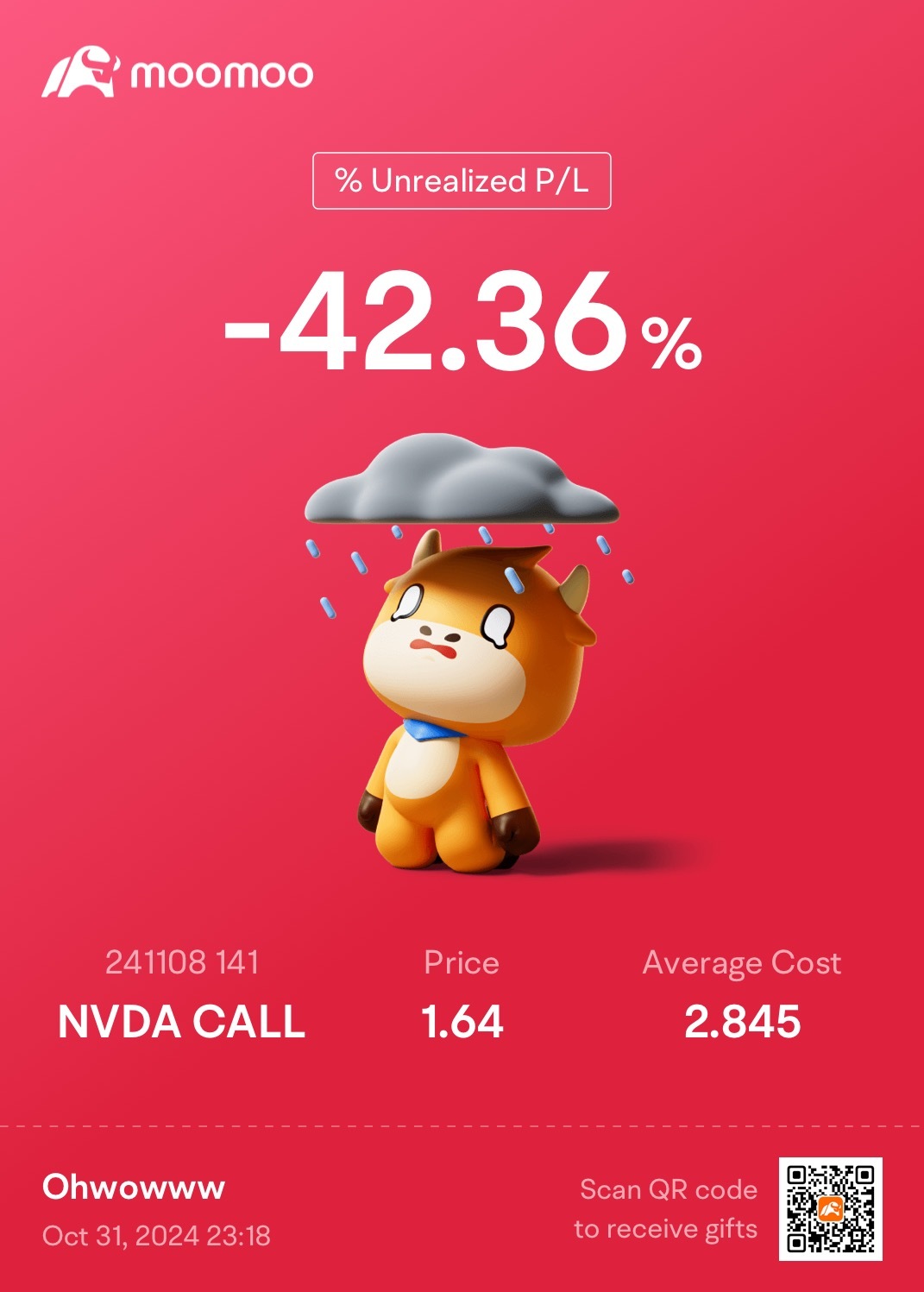 $英伟达 (NVDA.US)$ 认栽啦 但还是不卖[白眼]