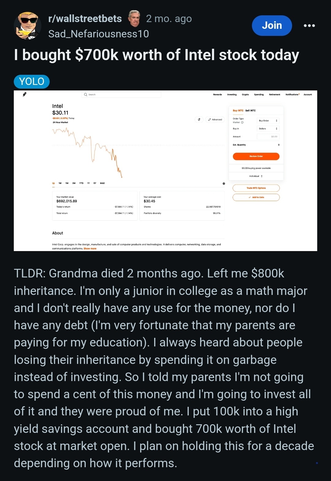 $英特爾 (INTC.US)$ 奶奶在天國微笑。對這個家伙仍然有希望。