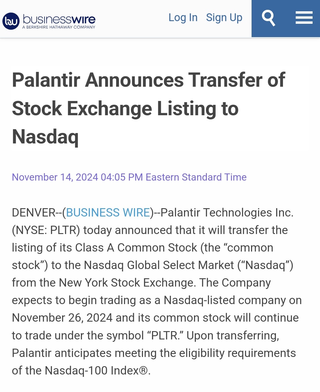 $Palantir (PLTR.US)$ Being in the Nasdaq-100 offers key benefits: ✅ Increased Visibility and prestige among top tech firms. ✅ Broader Investor Interest from ETF...