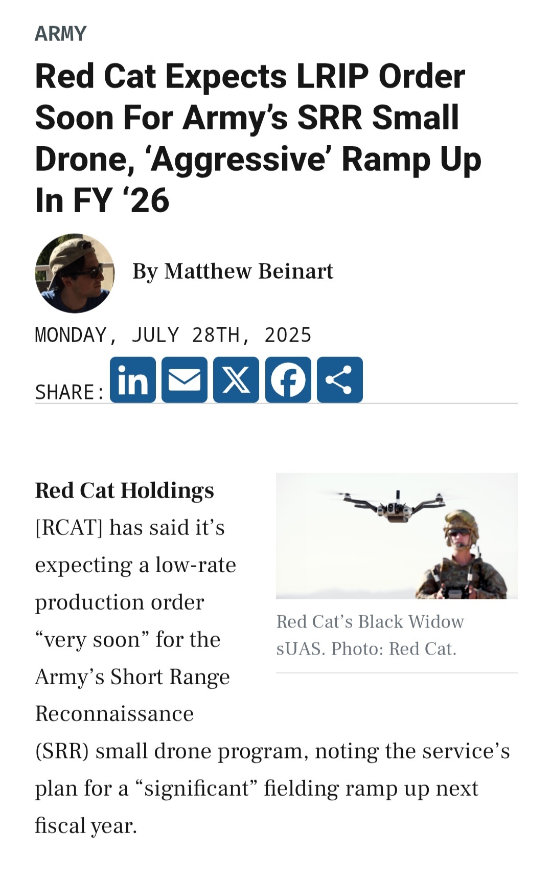 Red Cat Holdings (RCAT.US)$ Red Cat 的CEO Jeff Thompson 告诉《... - moomoo 社区